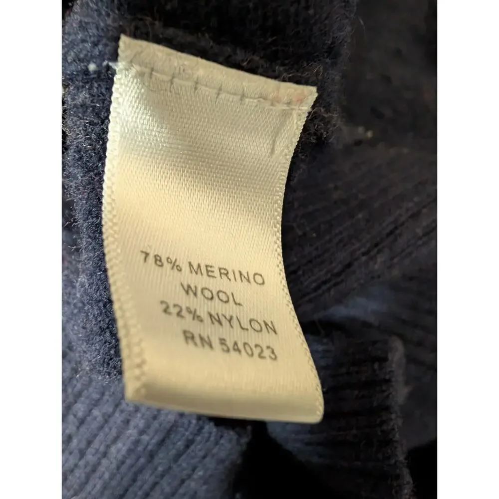 Banana Republic Merino Wool Navy Men's Ribbed Sweater Lightweight L (644)